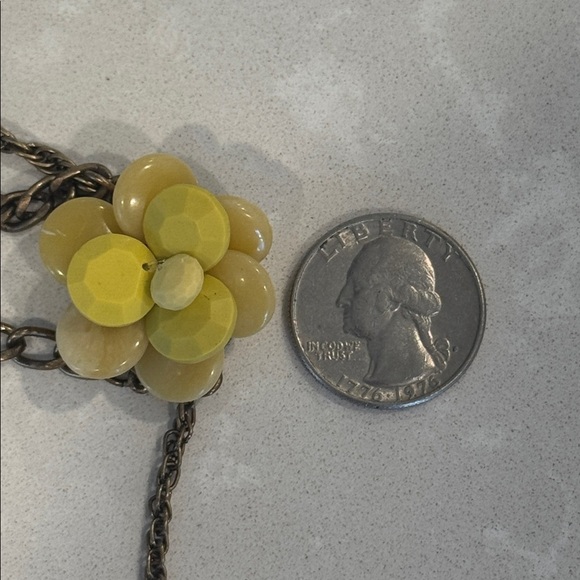 Lucky Brand Chic Layered Brass Necklace with Wood Butterfly & Yellow Flower OS - Picture 10 of 12